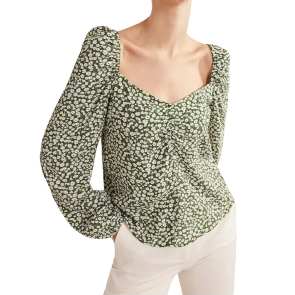 Boden Sweetheart Printed Top Broad Bean Tulip Sprig